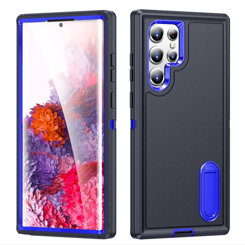 For Samsung Galaxy S22 Ultra 5G Case Case Kickstand Phone Cover PC + Silicone + EVA 3-in-1 Design
