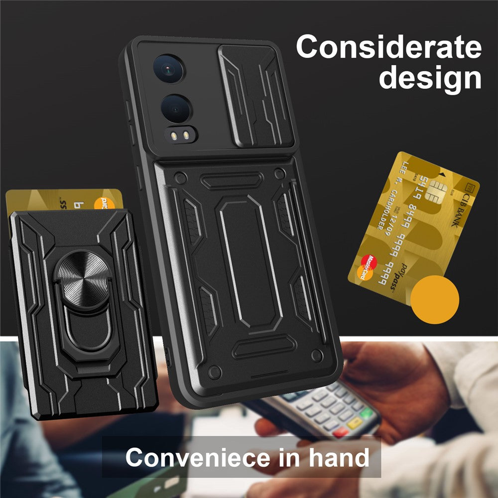 For OnePlus Nord CE4 Lite 5G Case PC + TPU Kickstand Phone Back Cover with Camera Slider