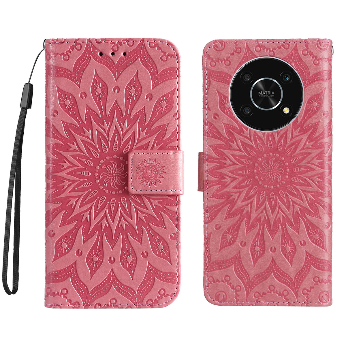 Til Honor X30 5G / Honor Magic4 Lite 5G / Honor X9 4G Læderpung Etui Solsikke Præget Telefoncover