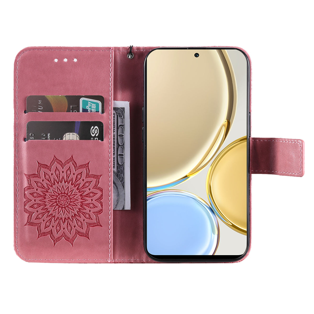 Til Honor X30 5G / Honor Magic4 Lite 5G / Honor X9 4G Læderpung Etui Solsikke Præget Telefoncover