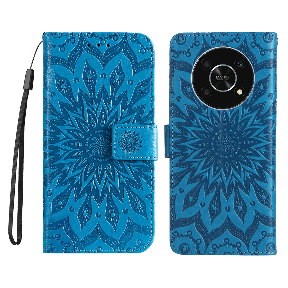 Til Honor X30 5G / Honor Magic4 Lite 5G / Honor X9 4G Læderpung Etui Solsikke Præget Telefoncover
