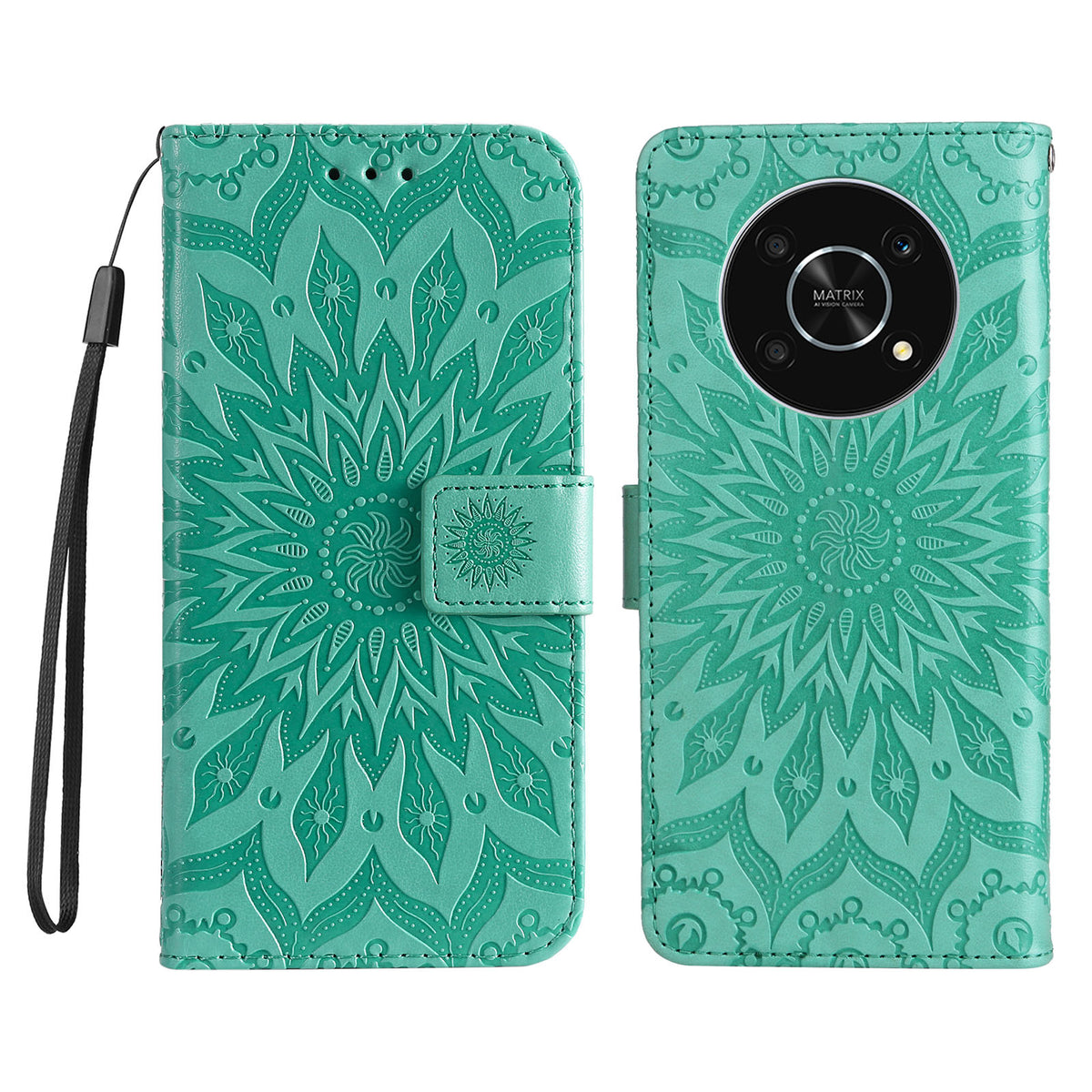 Til Honor X30 5G / Honor Magic4 Lite 5G / Honor X9 4G Læderpung Etui Solsikke Præget Telefoncover