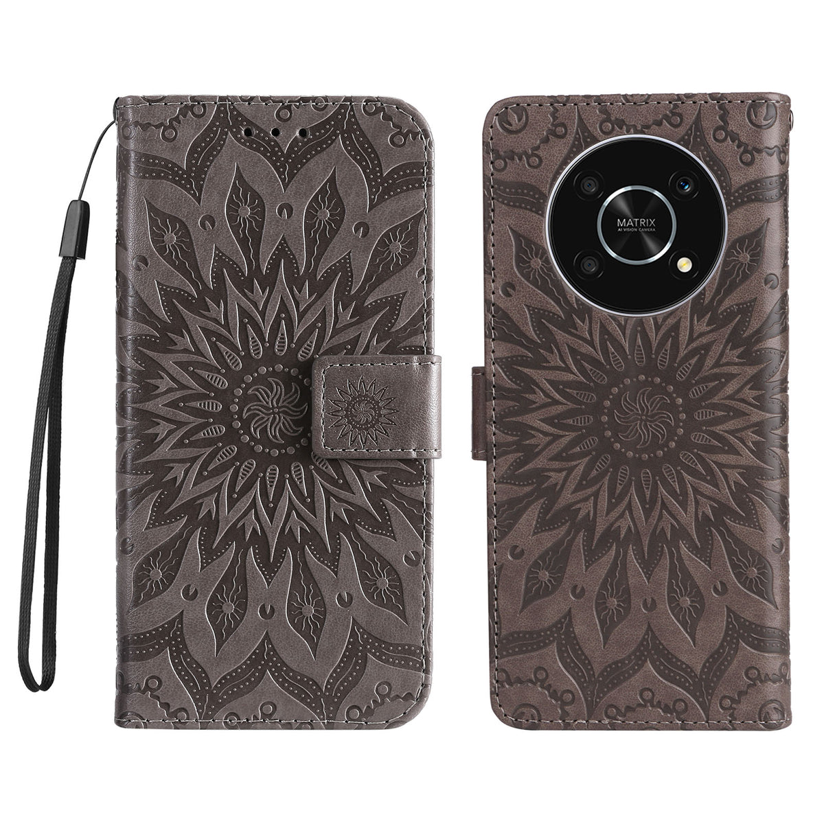 Til Honor X30 5G / Honor Magic4 Lite 5G / Honor X9 4G Læderpung Etui Solsikke Præget Telefoncover