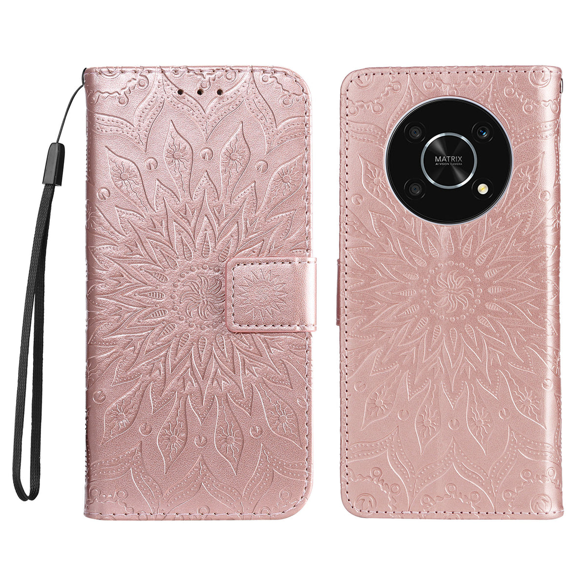 Til Honor X30 5G / Honor Magic4 Lite 5G / Honor X9 4G Læderpung Etui Solsikke Præget Telefoncover