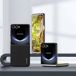 Til Samsung Galaxy Z Flip7 5G etui trætekstur PU-læderbelagt PC TPU telefoncover