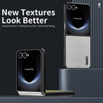 Til Samsung Galaxy Z Flip7 5G etui trætekstur PU-læderbelagt PC TPU telefoncover