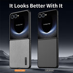 Til Samsung Galaxy Z Flip7 5G etui trætekstur PU-læderbelagt PC TPU telefoncover