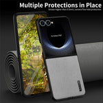 Til Samsung Galaxy Z Flip7 5G etui trætekstur PU-læderbelagt PC TPU telefoncover
