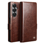 QIALINO til Samsung Galaxy Z Fold7 5G etui med kortholder ægte okselæder stativ telefoncover