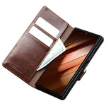 QIALINO til Samsung Galaxy Z Fold7 5G etui med kortholder ægte okselæder stativ telefoncover