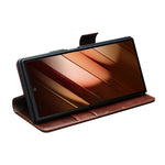 QIALINO til Samsung Galaxy Z Fold7 5G etui med kortholder ægte okselæder stativ telefoncover