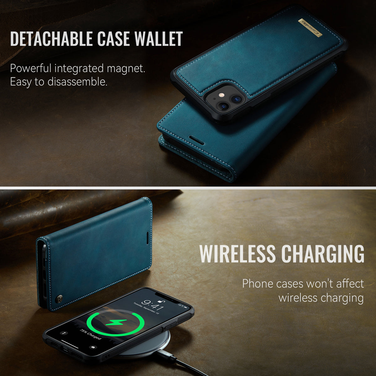 CASEME For iPhone 12 Pro 6.1 inch / iPhone 12 6.1 inch Case  C49  Compatible with MagSafe RFID Blocking Detachable Wallet Leather Phone Cover