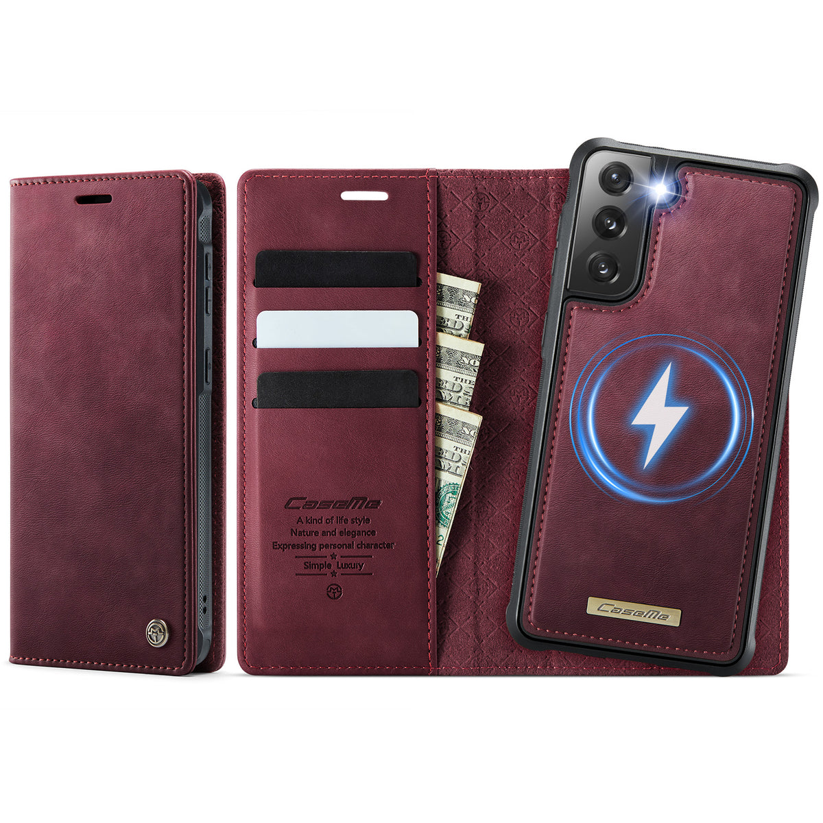 CASEME For Samsung Galaxy S21+ 5G Case  C49  Magnetic Case RFID Blocking Detachable Wallet Leather Phone Cover