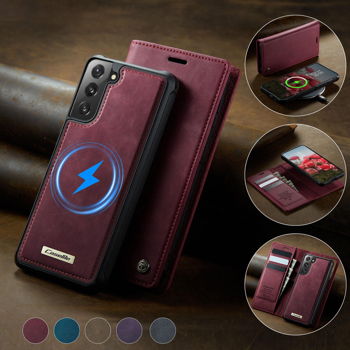 CASEME For Samsung Galaxy S21+ 5G Case  C49  Magnetic Case RFID Blocking Detachable Wallet Leather Phone Cover