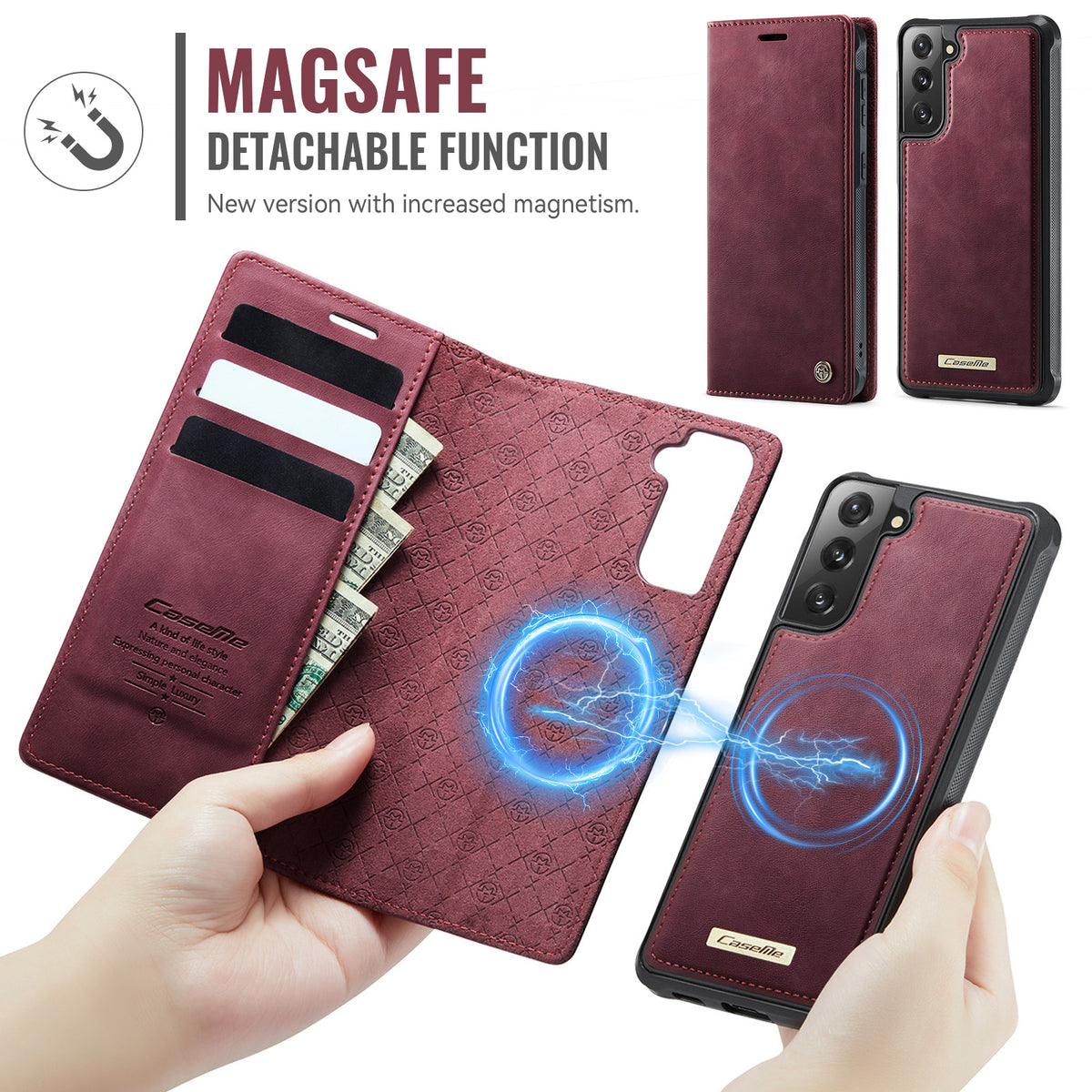 CASEME For Samsung Galaxy S21+ 5G Case  C49  Magnetic Case RFID Blocking Detachable Wallet Leather Phone Cover