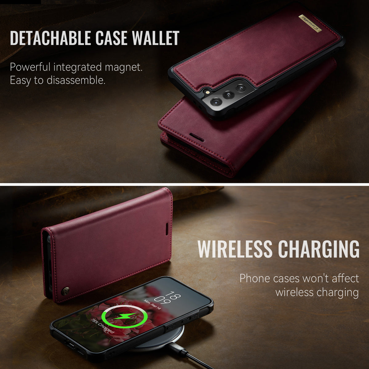 CASEME För Samsung Galaxy S21 5G / Galaxy S21 4G Skal C49 Magnetiskt Skal RFID-blockerande Avtagbart Plånboksfodral i Läder