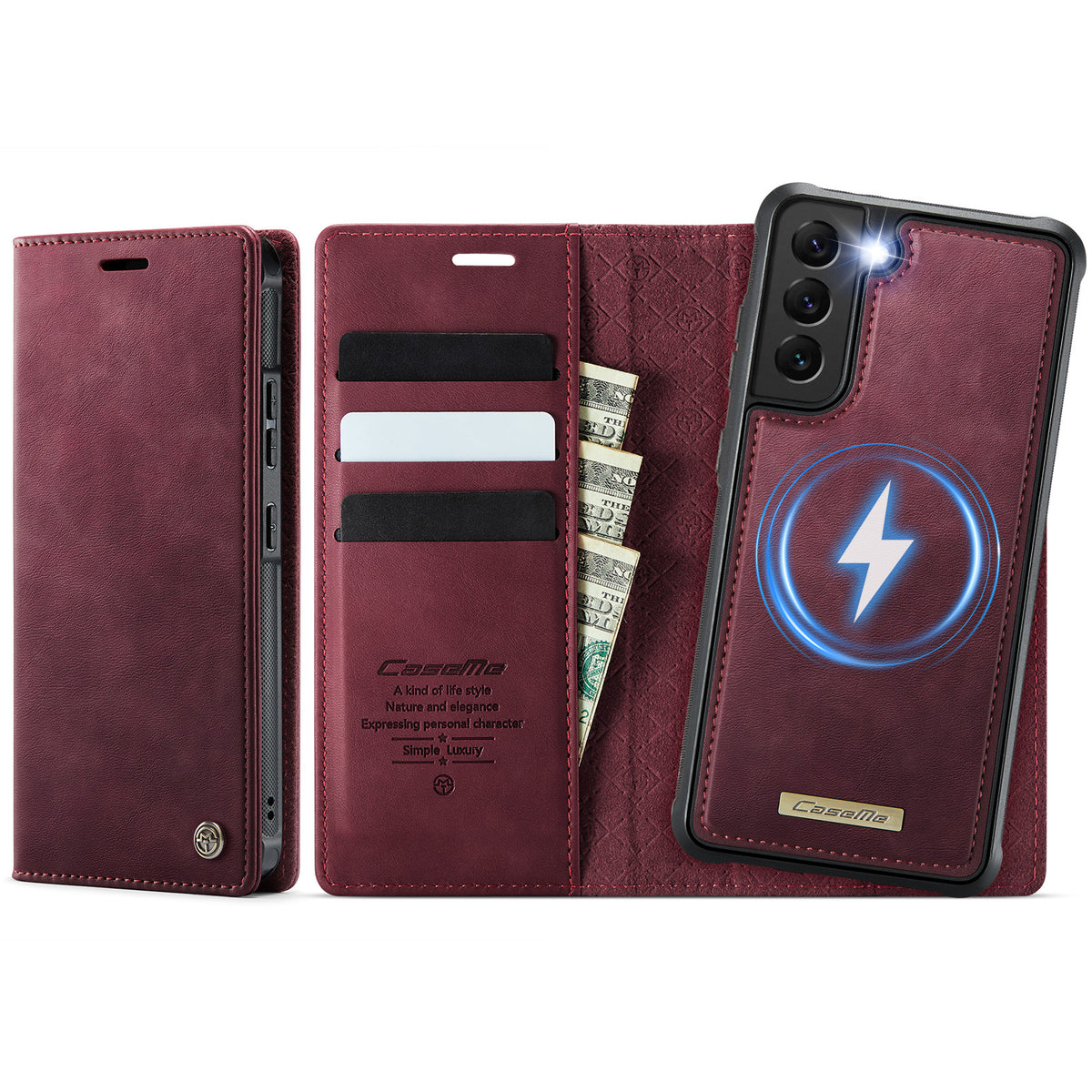 CASEME For Samsung Galaxy S22+ 5G Case  C49 Magnetic Case RFID Blocking Detachable Wallet Leather Phone Cover