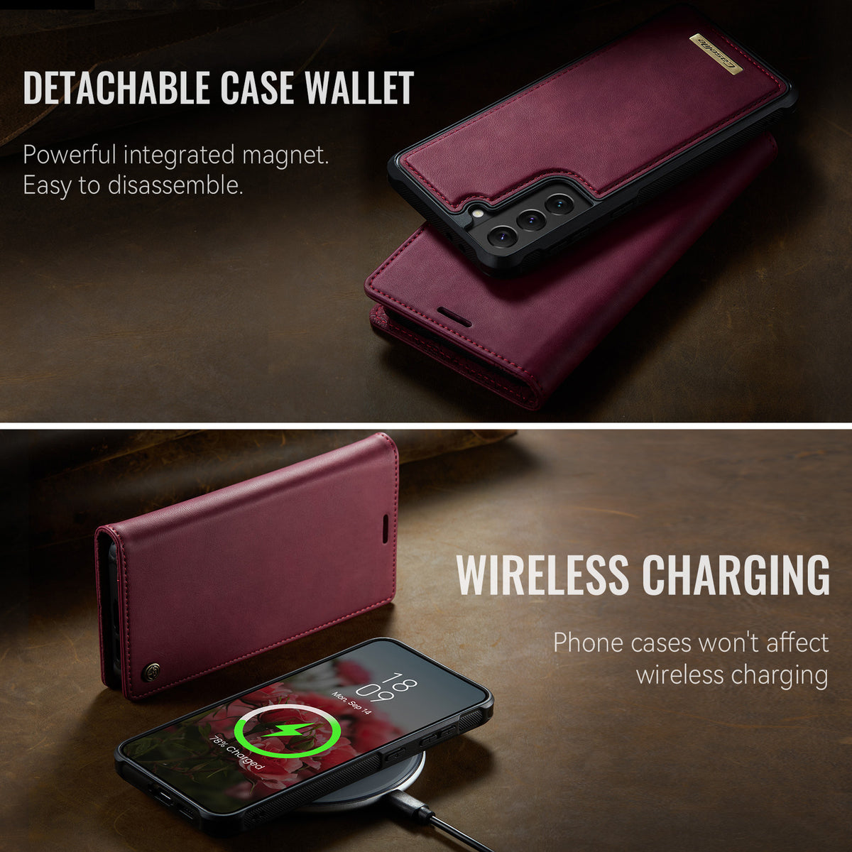 CASEME For Samsung Galaxy S22+ 5G Case  C49 Magnetic Case RFID Blocking Detachable Wallet Leather Phone Cover