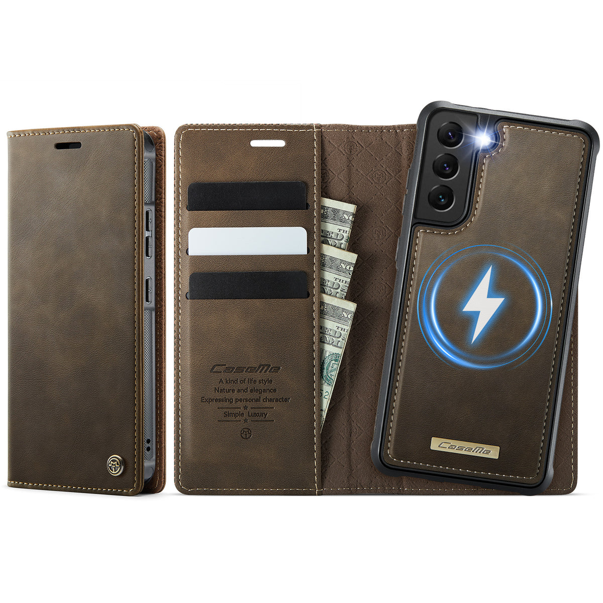 CASEME For Samsung Galaxy S22+ 5G Case  C49 Magnetic Case RFID Blocking Detachable Wallet Leather Phone Cover