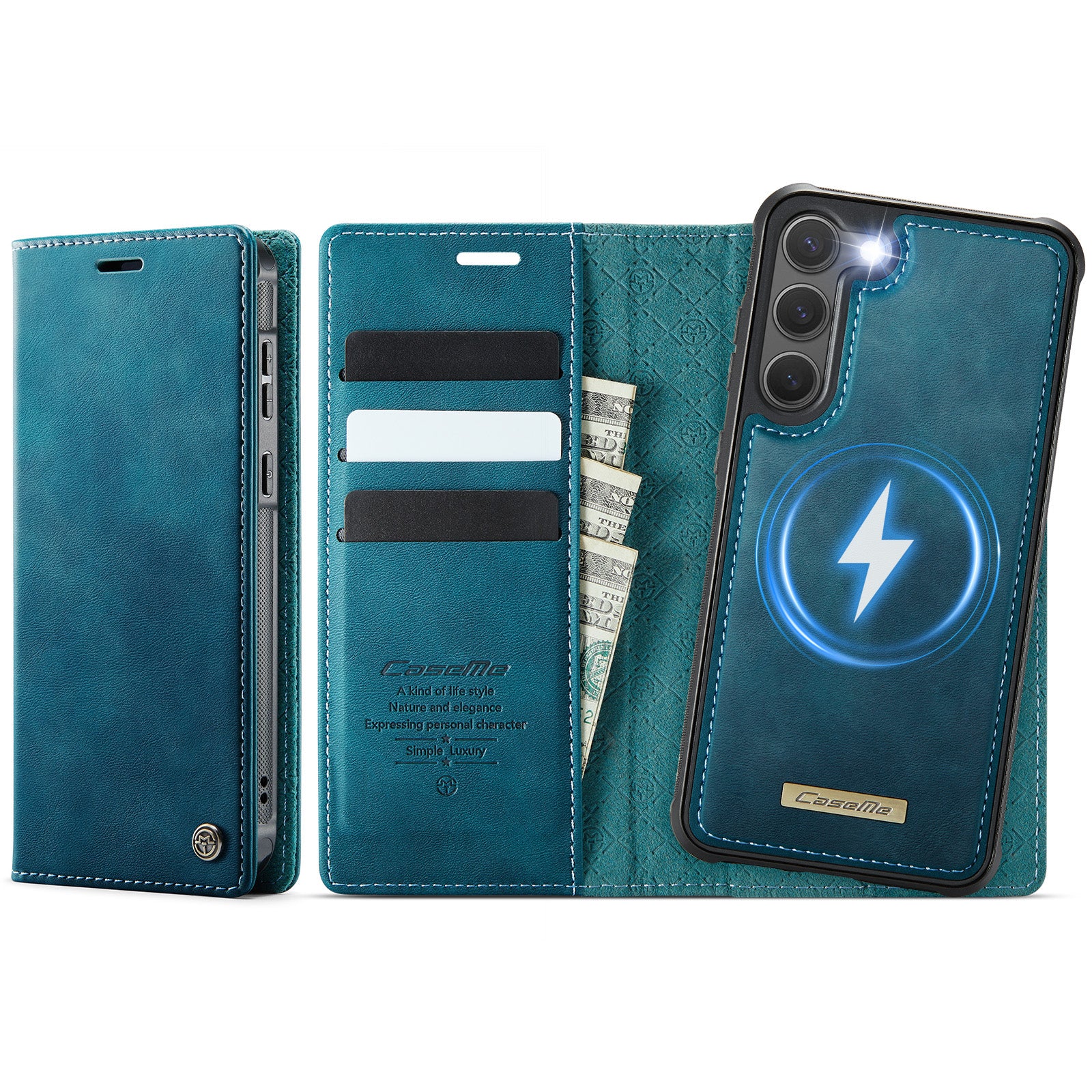 CASEME Til Samsung Galaxy S23 Cover C49 Magnetisk Cover RFID-Blokerende Aftagelig Pung Læder Telefoncover