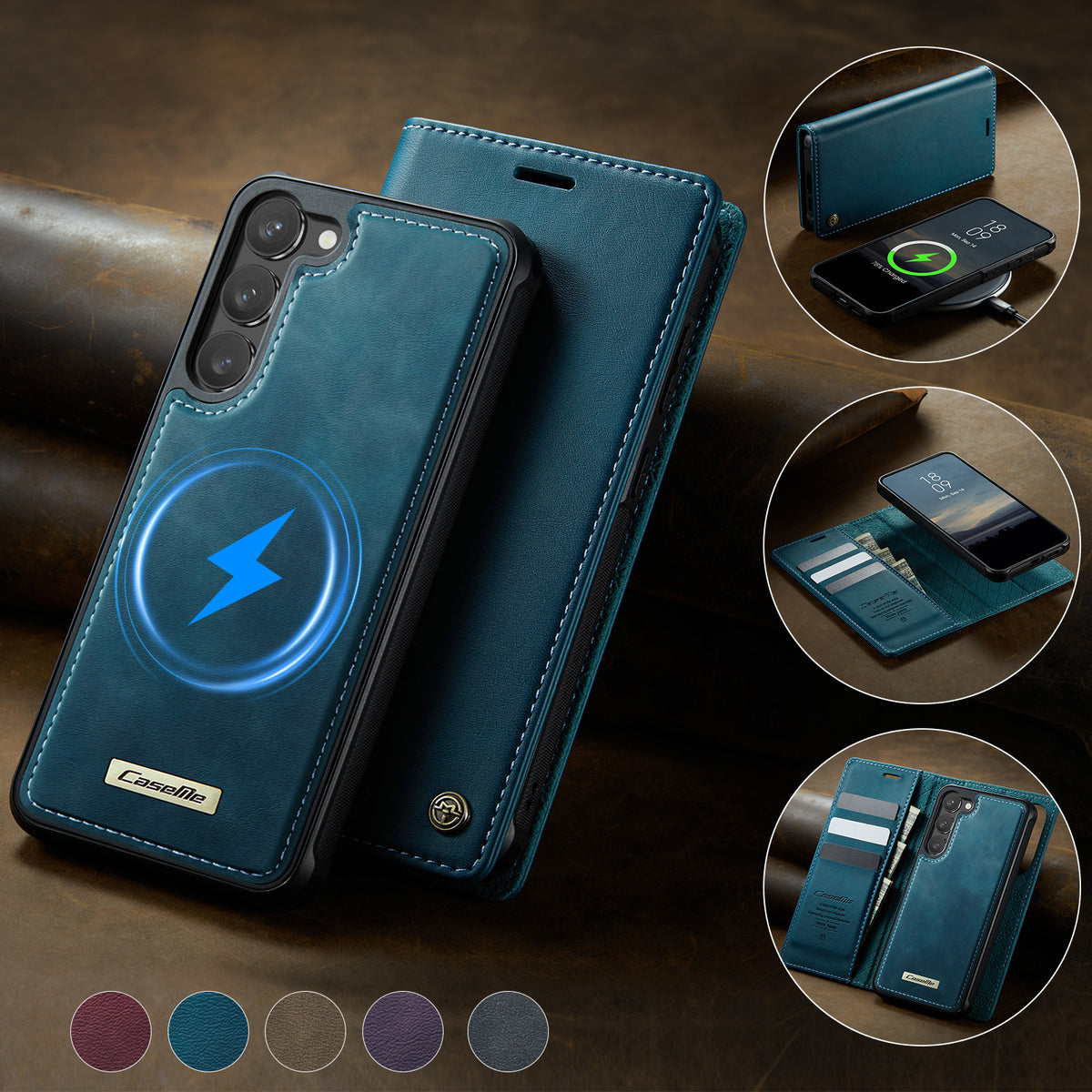 CASEME For Samsung Galaxy S23 Case  C49 Magnetic Case RFID Blocking Detachable Wallet Leather Phone Cover