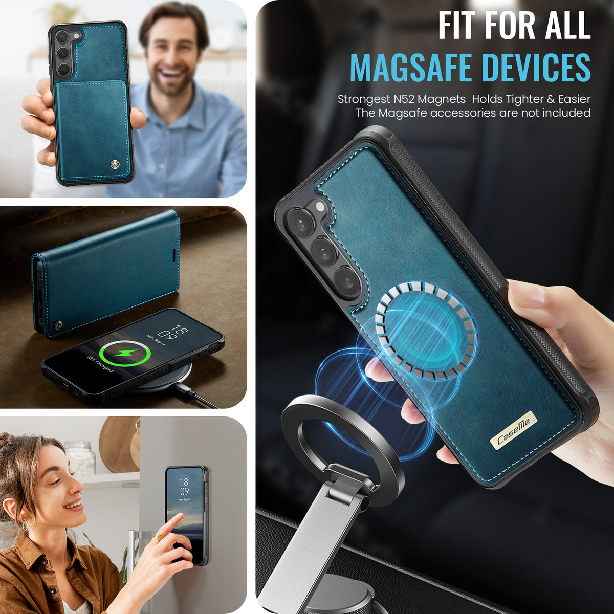 CASEME For Samsung Galaxy S23 Case  C49 Magnetic Case RFID Blocking Detachable Wallet Leather Phone Cover