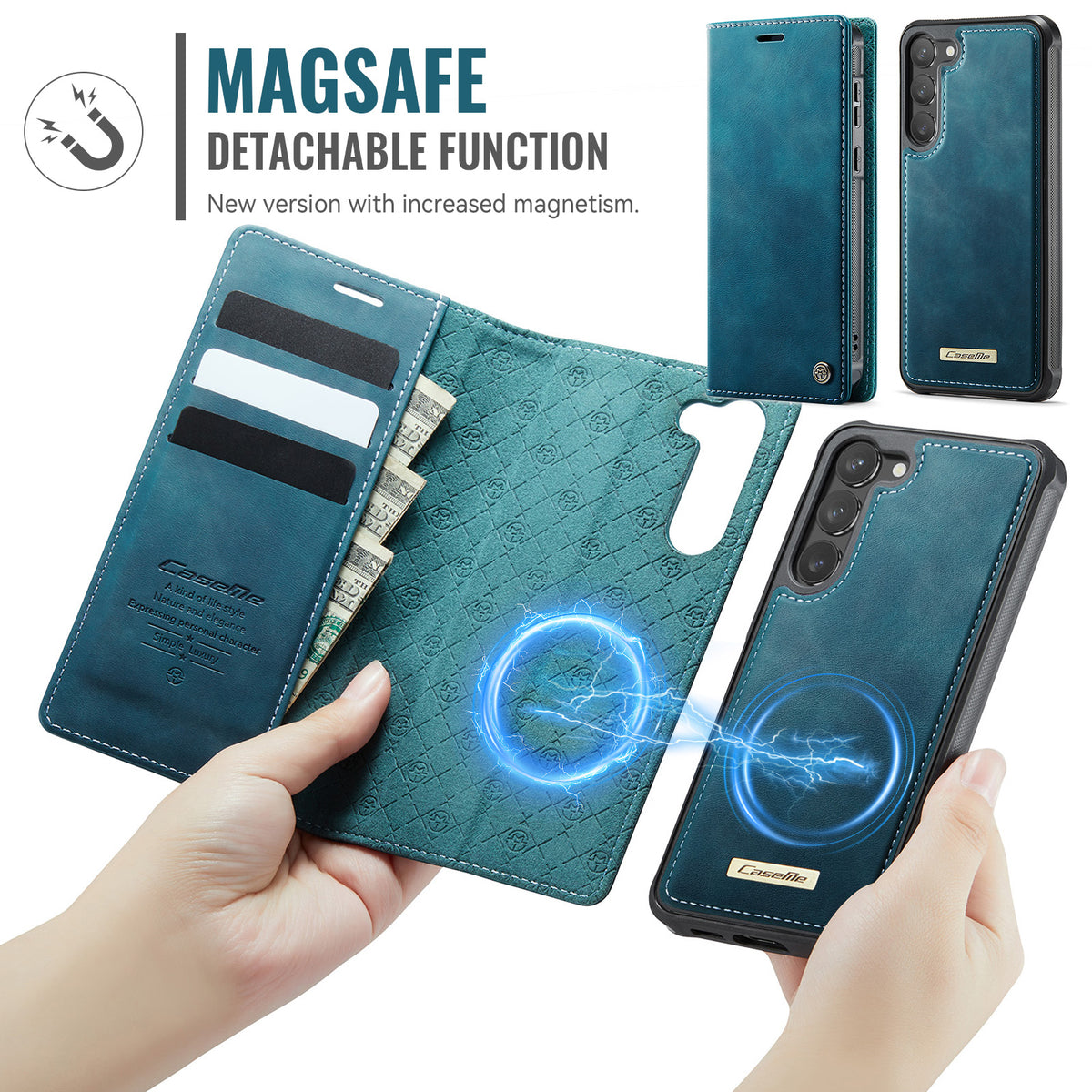 CASEME For Samsung Galaxy S23 Case  C49 Magnetic Case RFID Blocking Detachable Wallet Leather Phone Cover