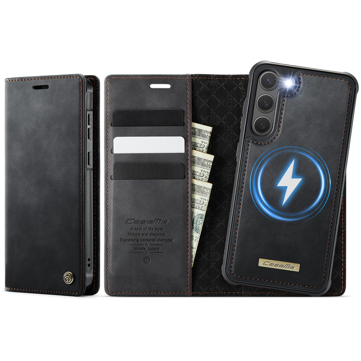 CASEME For Samsung Galaxy S23 Case  C49 Magnetic Case RFID Blocking Detachable Wallet Leather Phone Cover