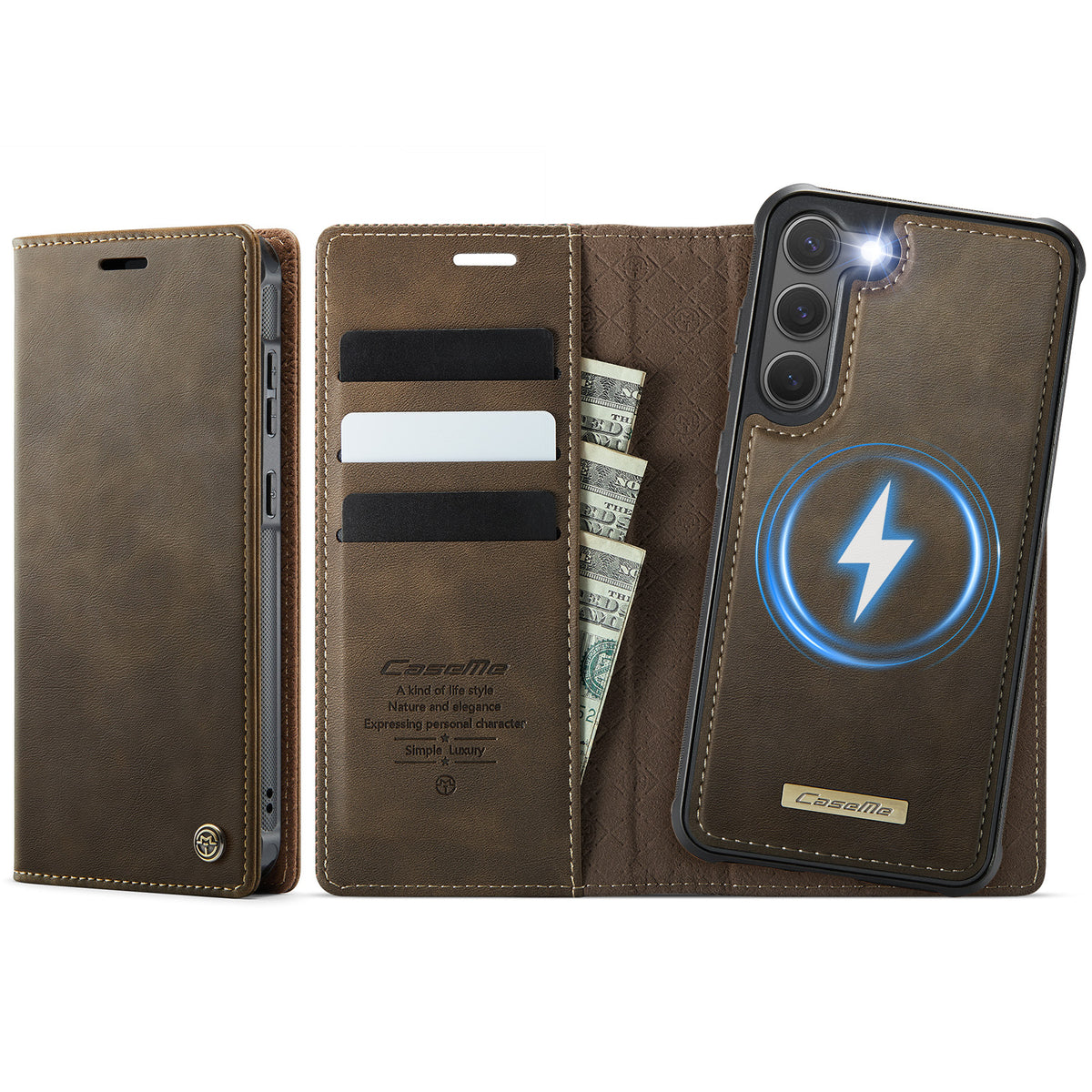 CASEME For Samsung Galaxy S23 Case  C49 Magnetic Case RFID Blocking Detachable Wallet Leather Phone Cover