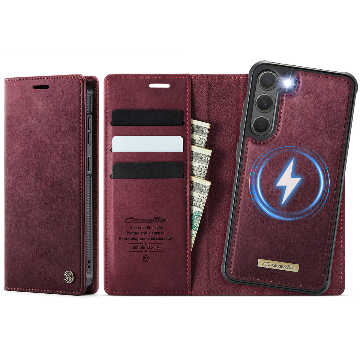 CASEME For Samsung Galaxy S23 Case  C49 Magnetic Case RFID Blocking Detachable Wallet Leather Phone Cover