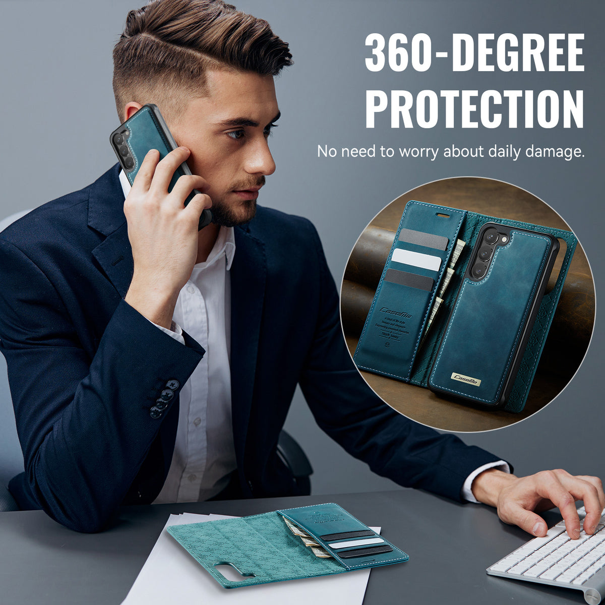 CASEME For Samsung Galaxy S23+ Case  C49 Magnetic Case RFID Blocking Detachable Wallet Leather Phone Cover