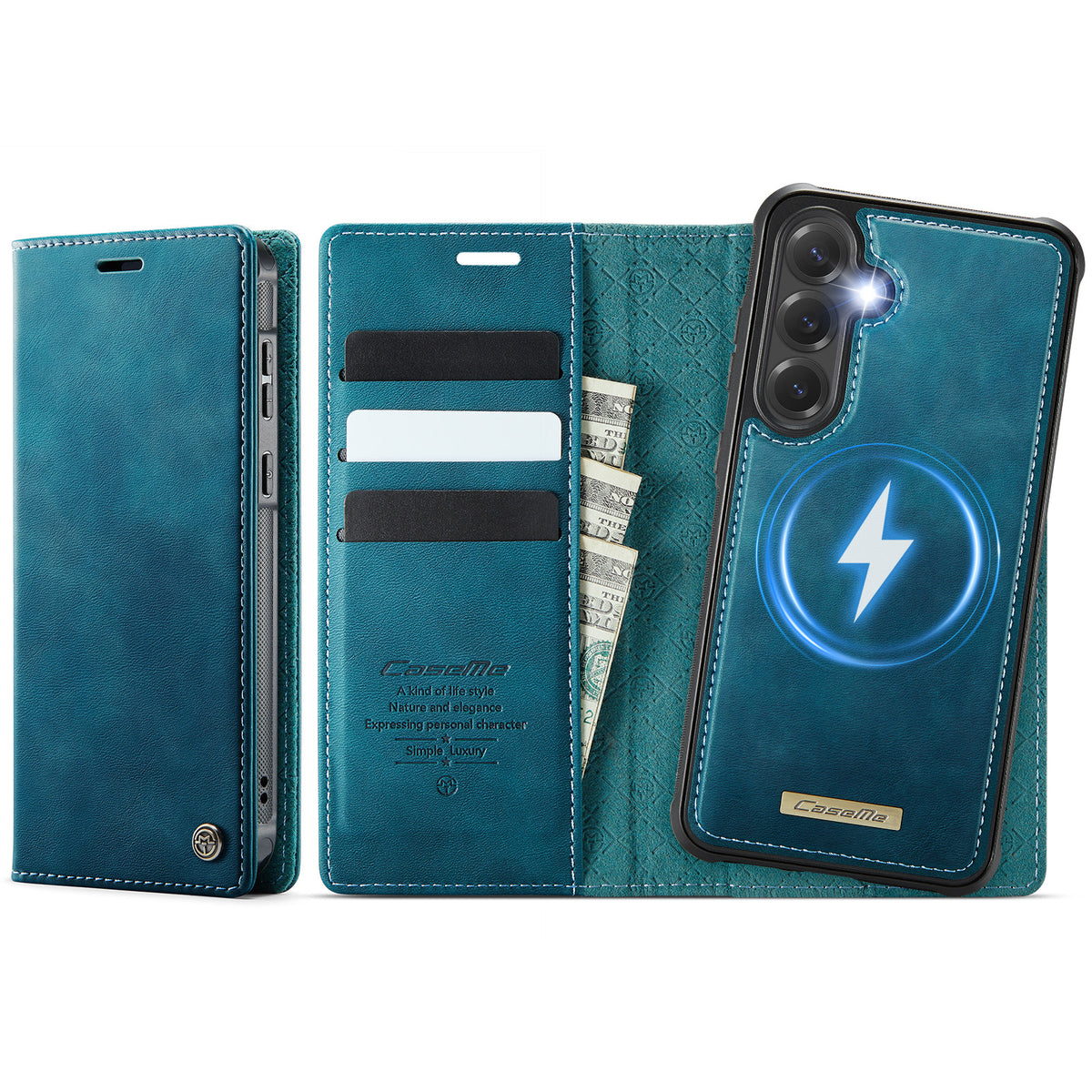 CASEME Til Samsung Galaxy S23 FE Cover C49 Magnetisk Cover RFID Blokerende Aftagelig Pung Læder Telefoncover