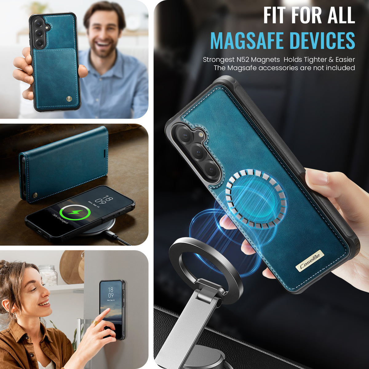 CASEME Til Samsung Galaxy S23 FE Cover C49 Magnetisk Cover RFID Blokerende Aftagelig Pung Læder Telefoncover