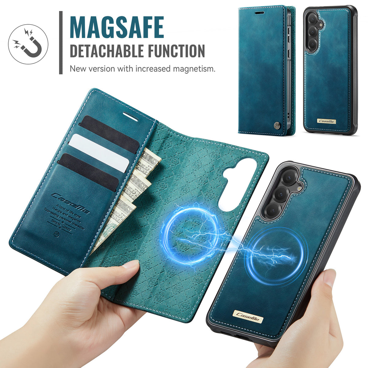 CASEME Til Samsung Galaxy S23 FE Cover C49 Magnetisk Cover RFID Blokerende Aftagelig Pung Læder Telefoncover