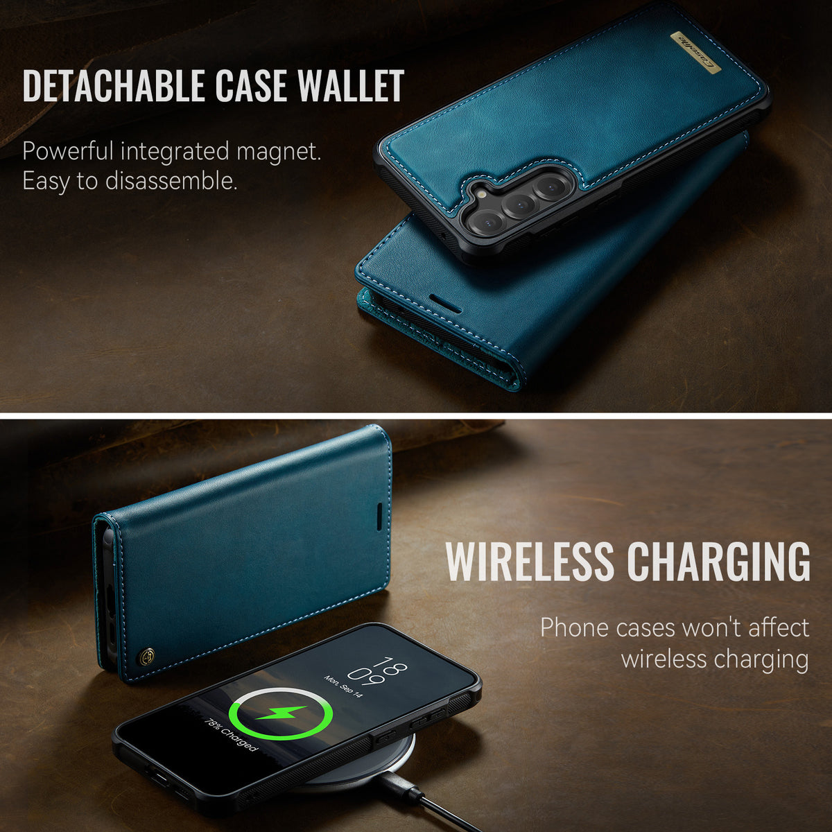 CASEME Til Samsung Galaxy S23 FE Cover C49 Magnetisk Cover RFID Blokerende Aftagelig Pung Læder Telefoncover