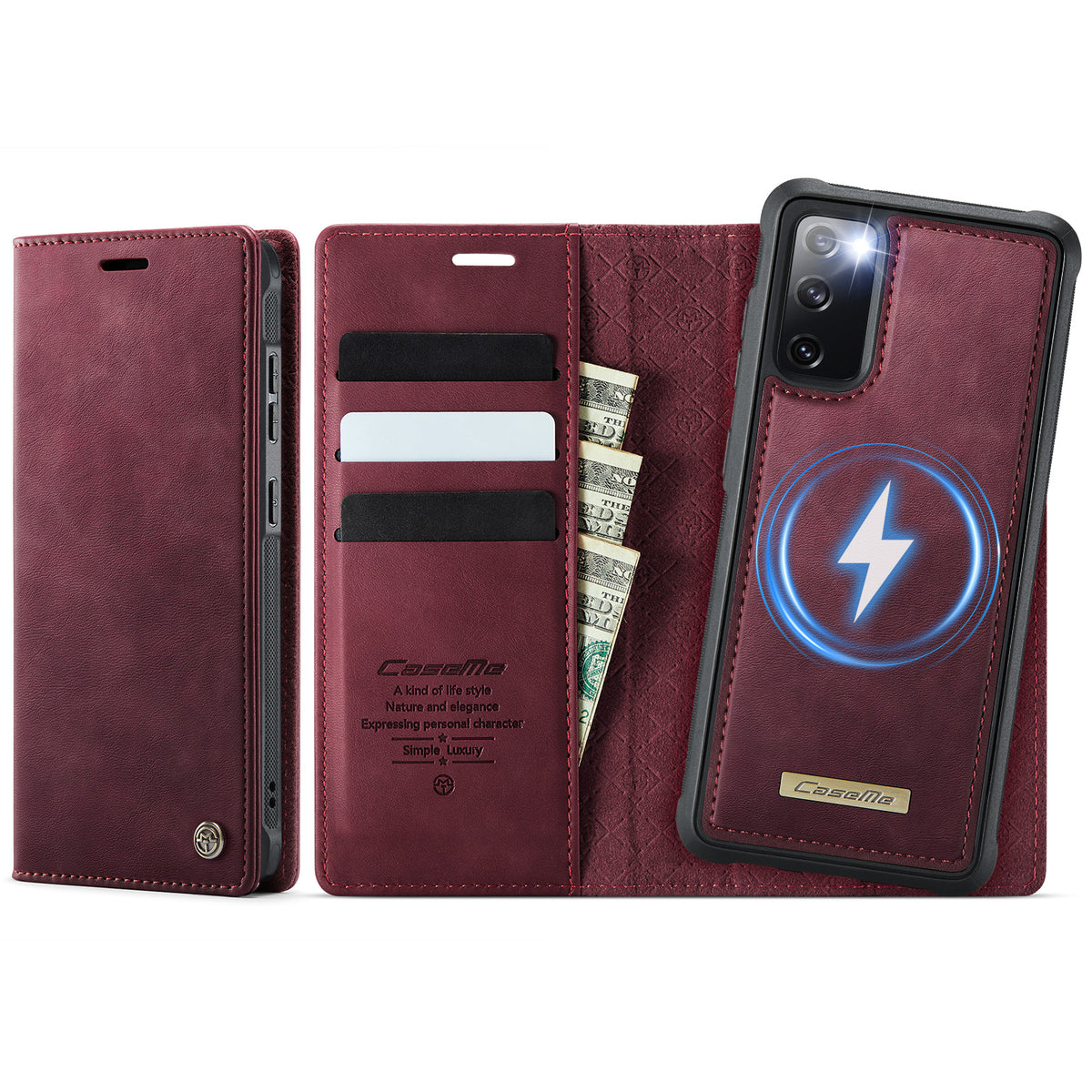 CASEME For Samsung Galaxy S20 FE Case  C49 Magnetic Case RFID Blocking Detachable Wallet Leather Phone Cover