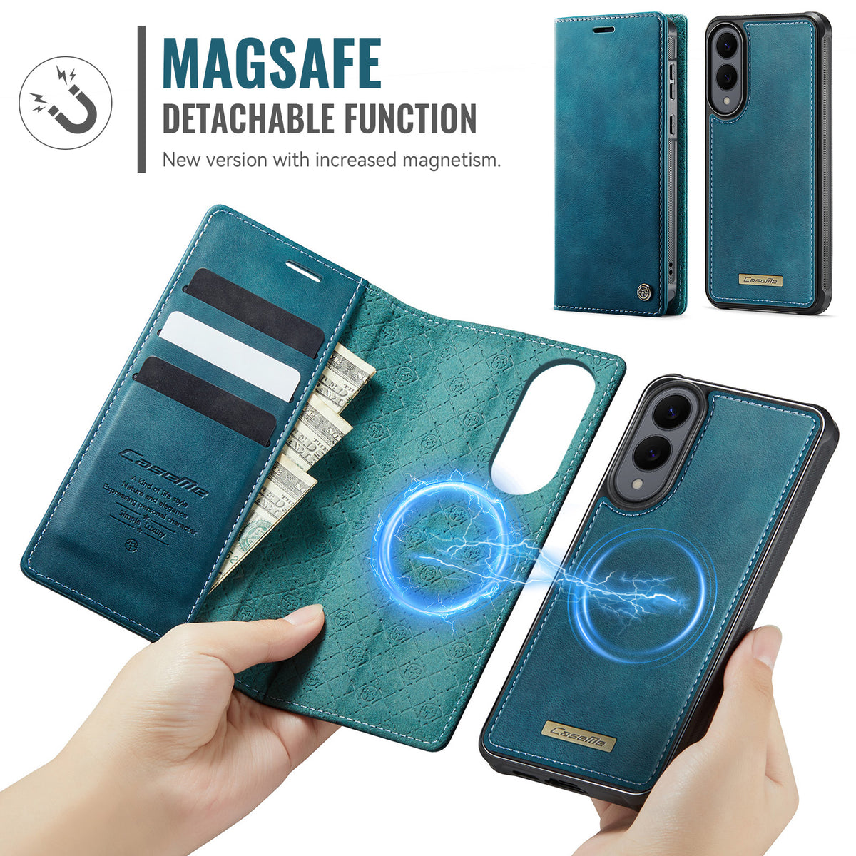 CASEME Til Samsung Galaxy S25 Edge Cover C49 Magnetisk Cover RFID Blokerende Aftagelig Pung Læder Telefon Cover