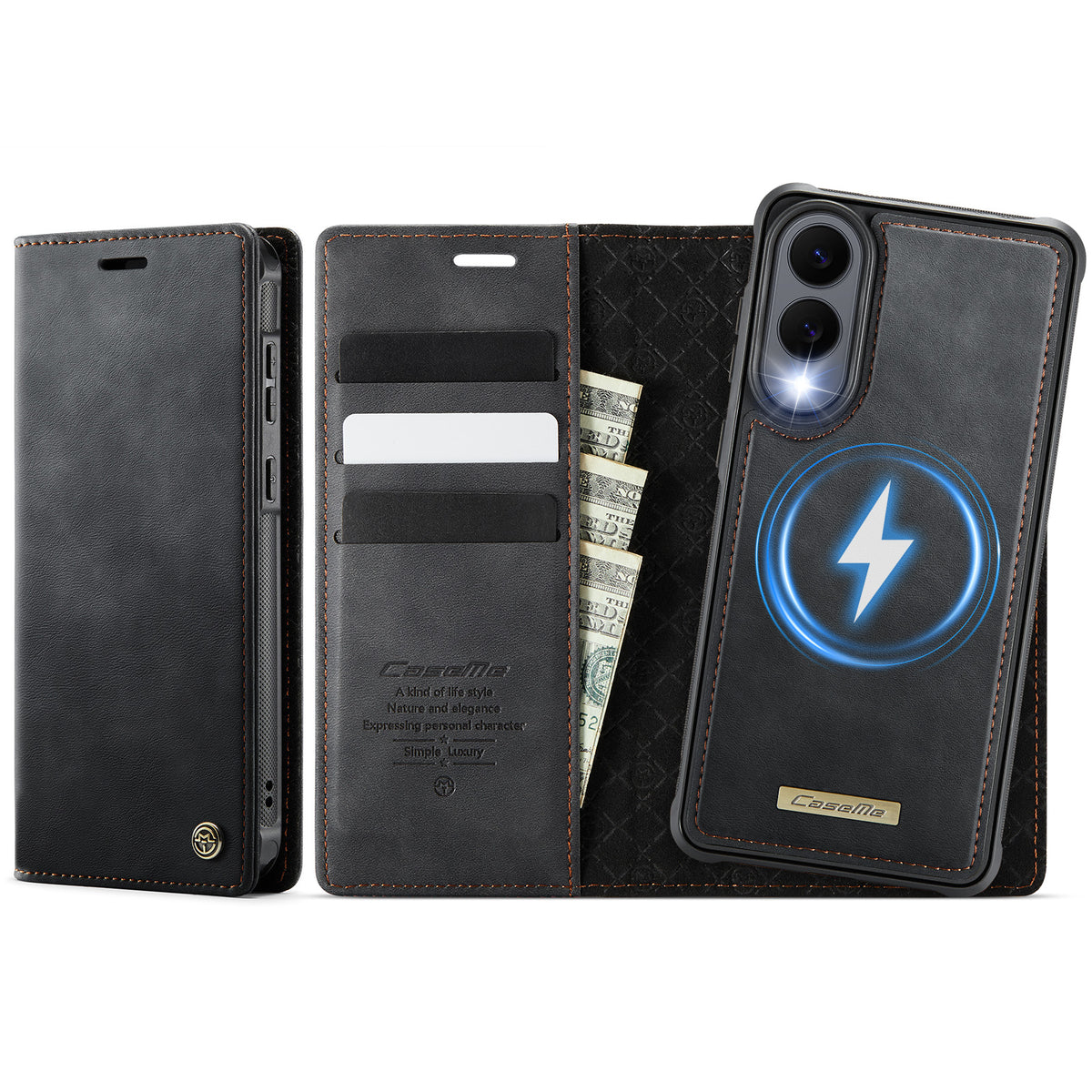 CASEME Til Samsung Galaxy S25 Edge Cover C49 Magnetisk Cover RFID Blokerende Aftagelig Pung Læder Telefon Cover
