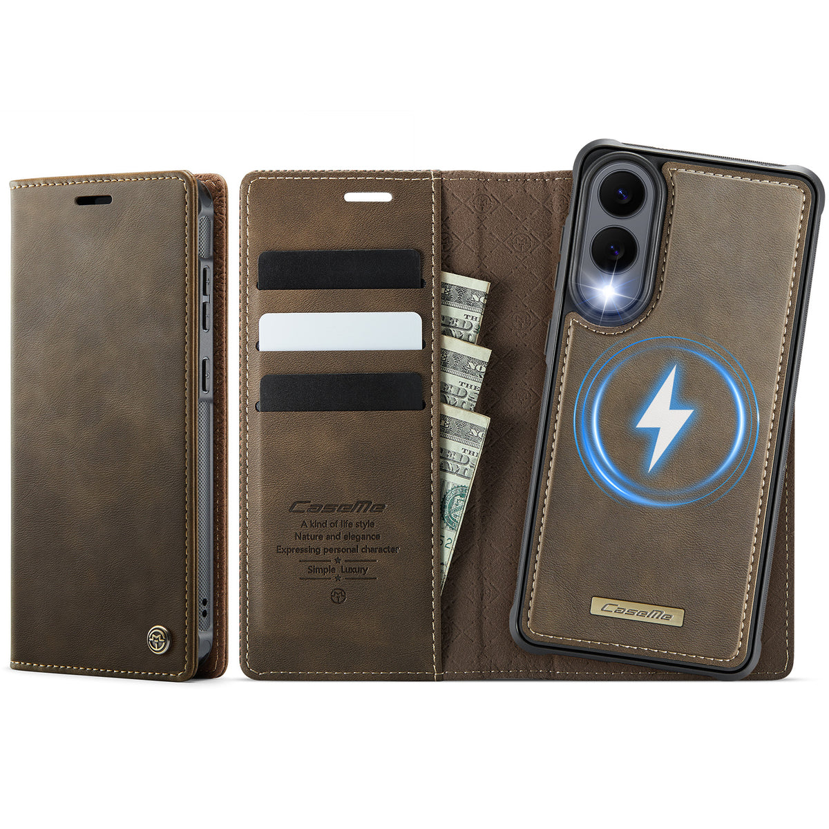 CASEME Til Samsung Galaxy S25 Edge Cover C49 Magnetisk Cover RFID Blokerende Aftagelig Pung Læder Telefon Cover