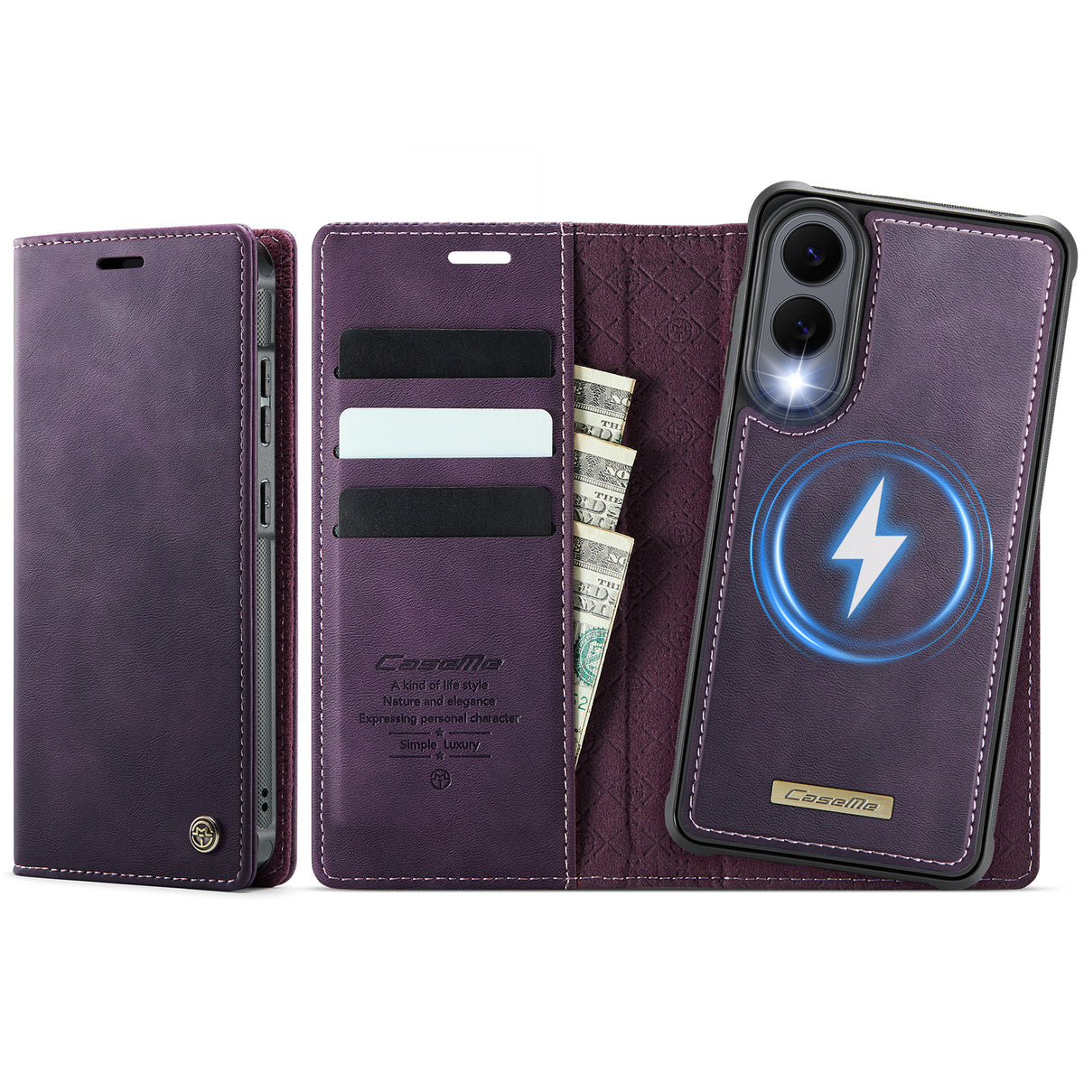 CASEME Til Samsung Galaxy S25 Edge Cover C49 Magnetisk Cover RFID Blokerende Aftagelig Pung Læder Telefon Cover