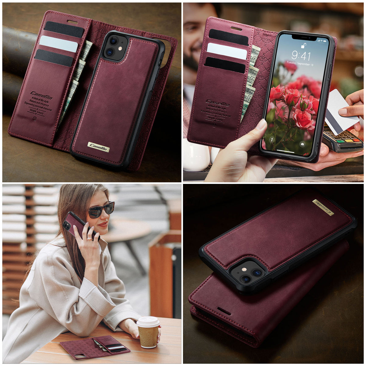 CASEME For iPhone 11 Case  C49  Compatible with MagSafe RFID Blocking Detachable Wallet Leather Phone Cover