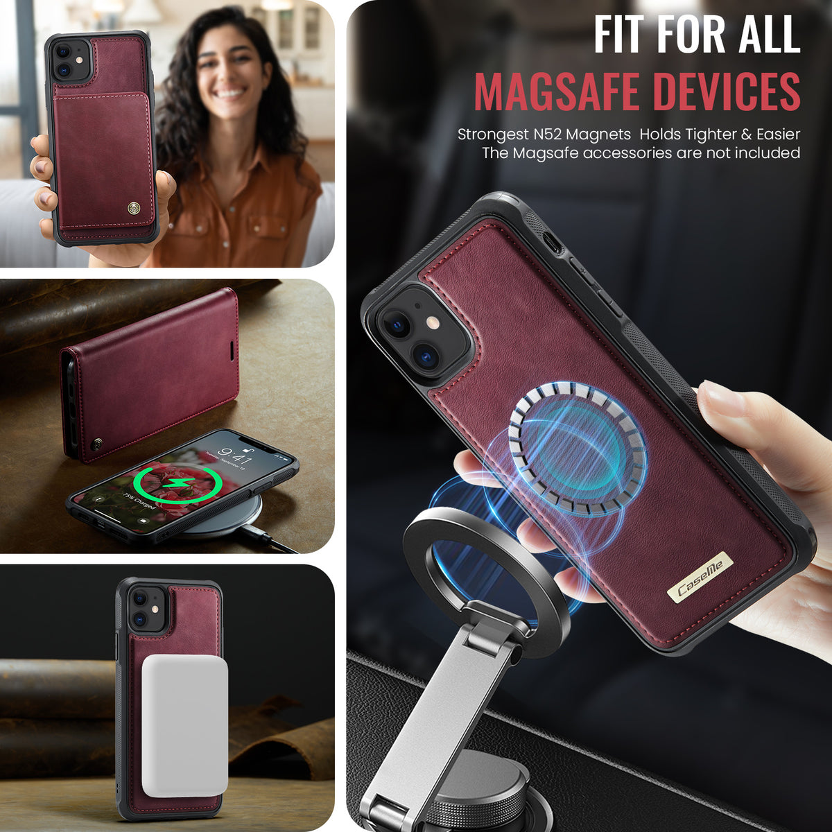 CASEME For iPhone 11 Case  C49  Compatible with MagSafe RFID Blocking Detachable Wallet Leather Phone Cover