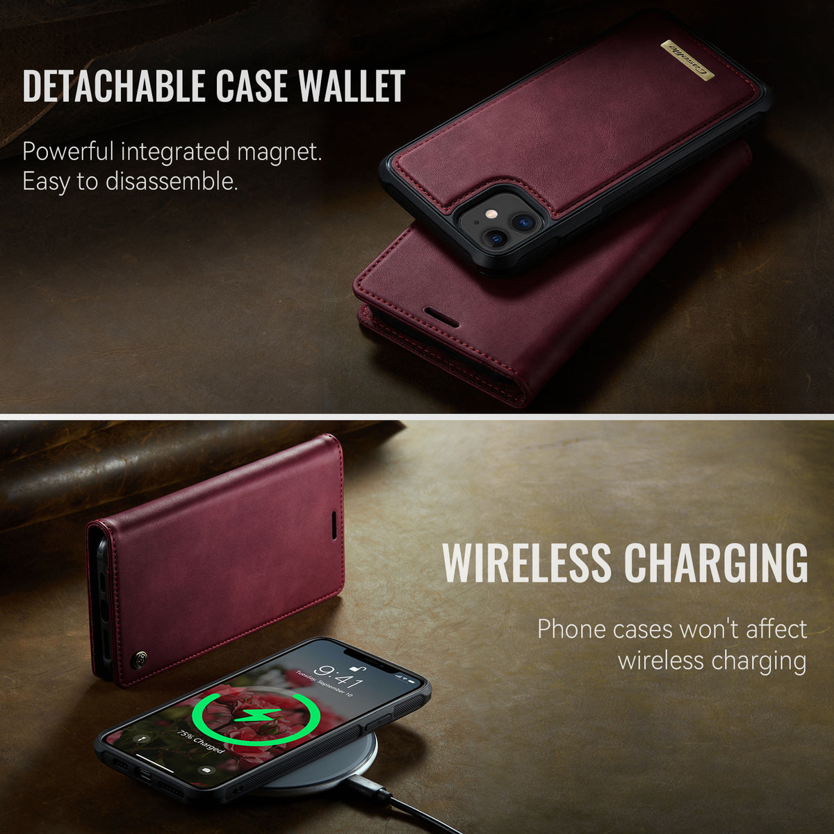 CASEME For iPhone 11 Case  C49  Compatible with MagSafe RFID Blocking Detachable Wallet Leather Phone Cover