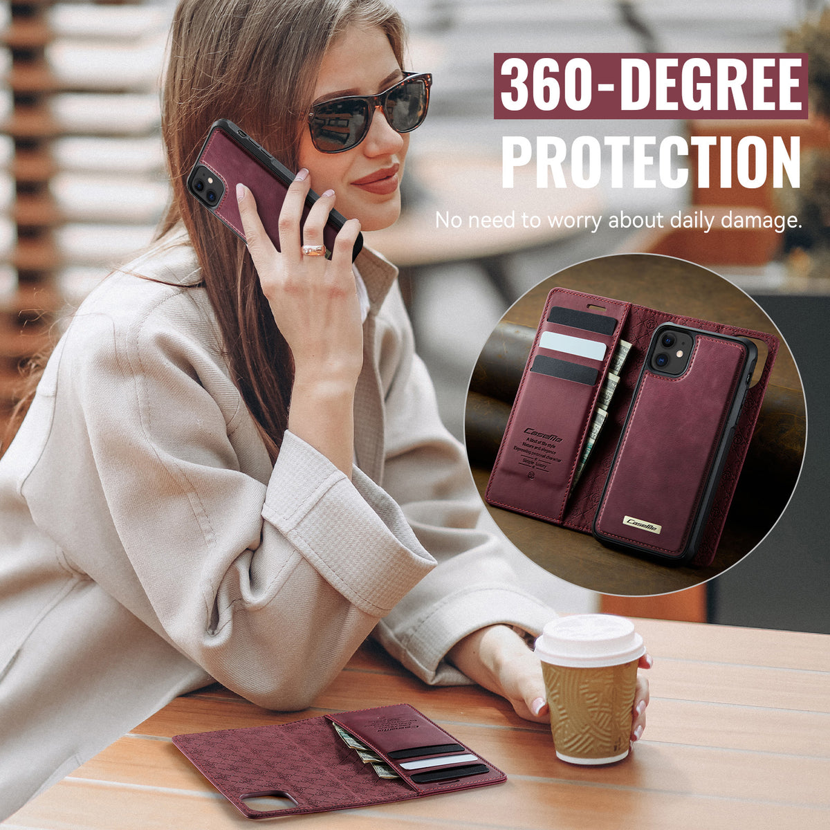 CASEME For iPhone 11 Case  C49  Compatible with MagSafe RFID Blocking Detachable Wallet Leather Phone Cover