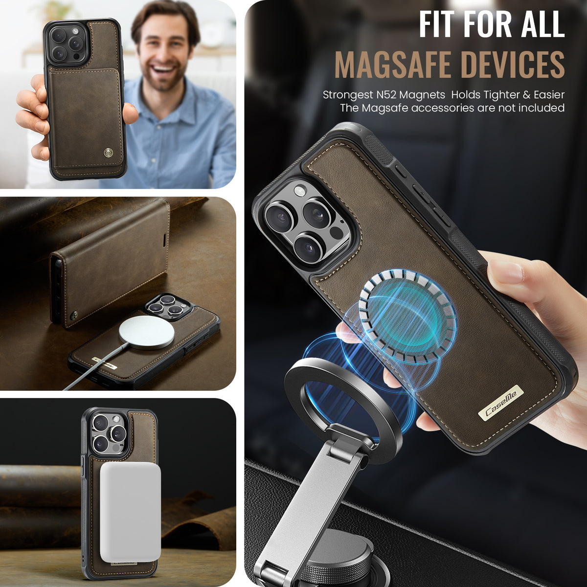 CASEME For iPhone 14 Pro Max Case  C49  Compatible with MagSafe RFID Blocking Detachable Wallet Leather Phone Cover