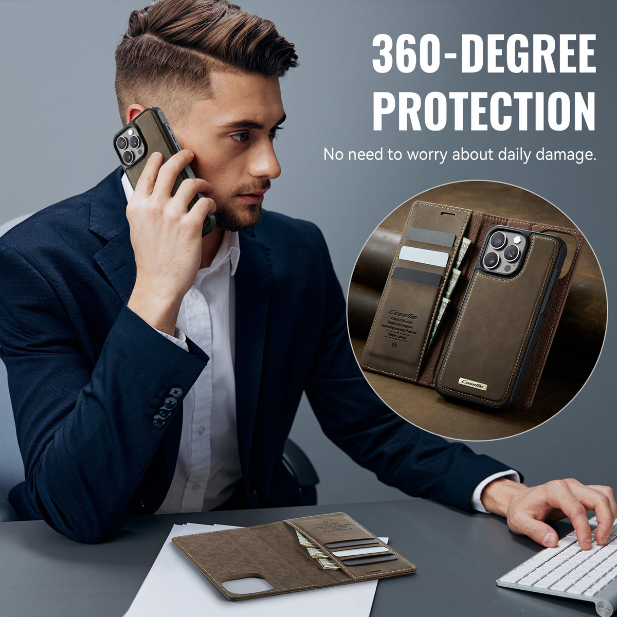 CASEME For iPhone 14 Pro Max Case  C49  Compatible with MagSafe RFID Blocking Detachable Wallet Leather Phone Cover