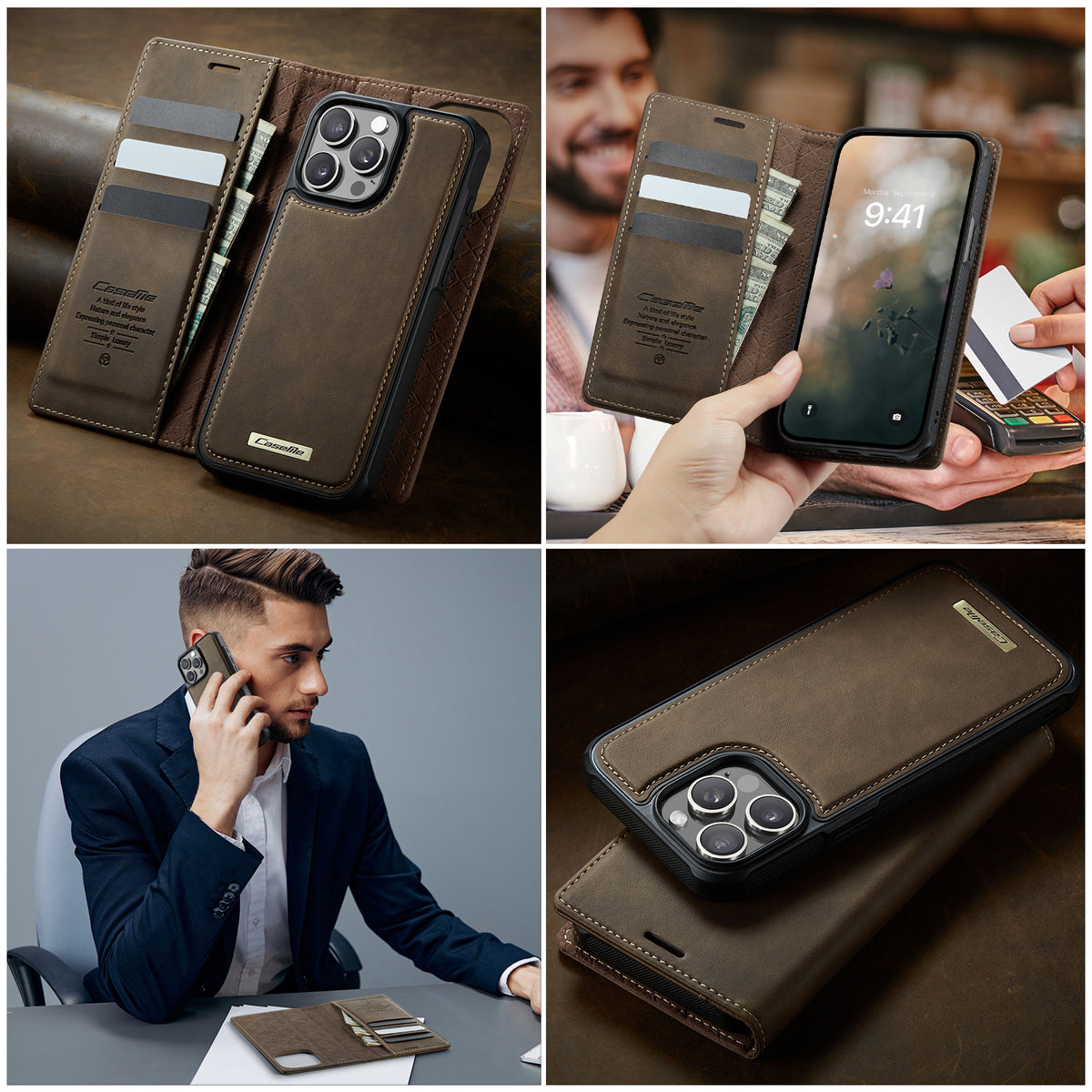 CASEME For iPhone 14 Pro Case  C49  Compatible with MagSafe RFID Blocking Detachable Wallet Leather Phone Cover