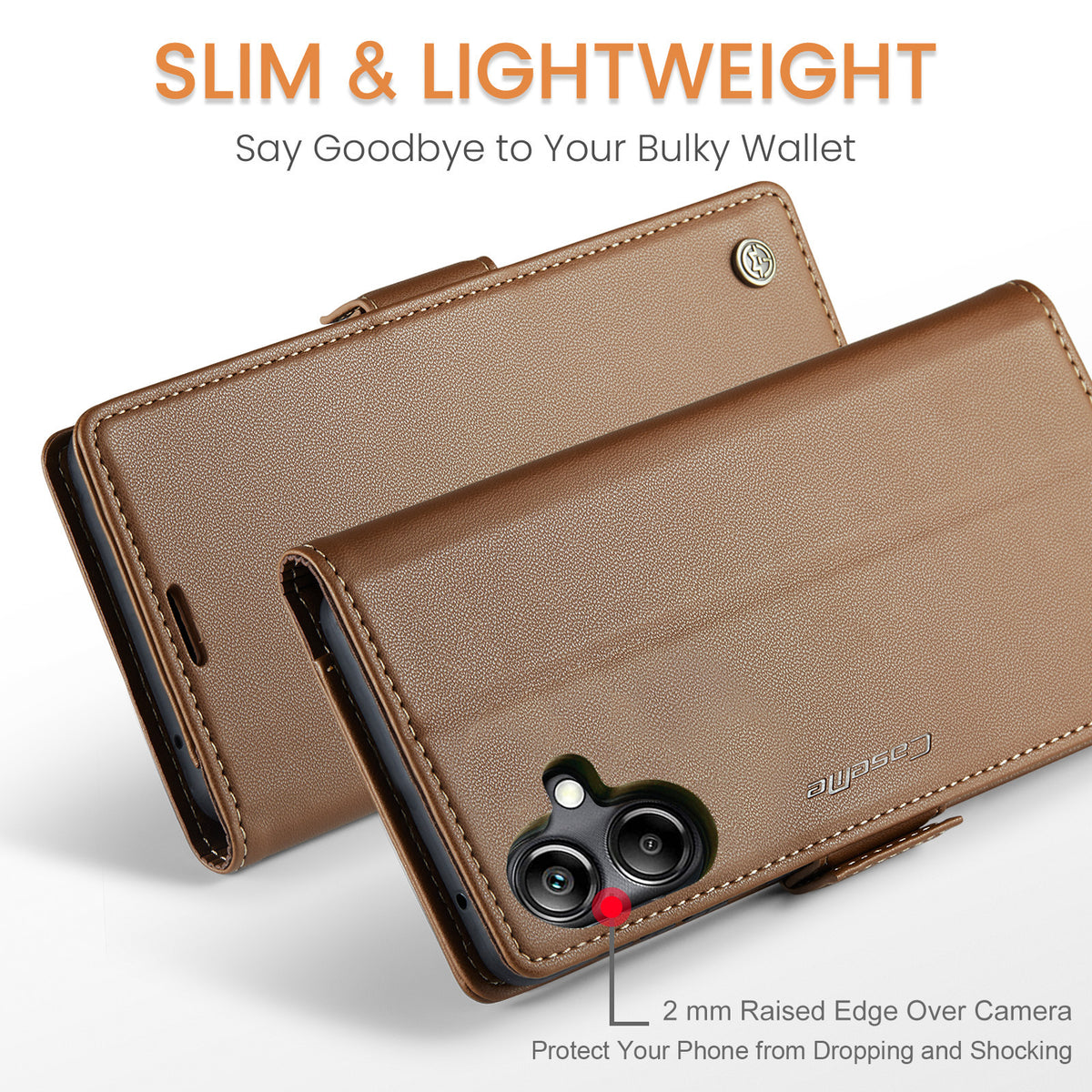 CASEME-cover til Samsung Galaxy A08 5G / A08 4G / A07 4G / A07s 4G / A06 4G / A06 5G, serie 023, RFID-blokerende læder-pungfodral med stativ