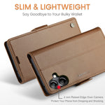 CASEME-cover til Samsung Galaxy A08 5G / A08 4G / A07 4G / A07s 4G / A06 4G / A06 5G, serie 023, RFID-blokerende læder-pungfodral med stativ