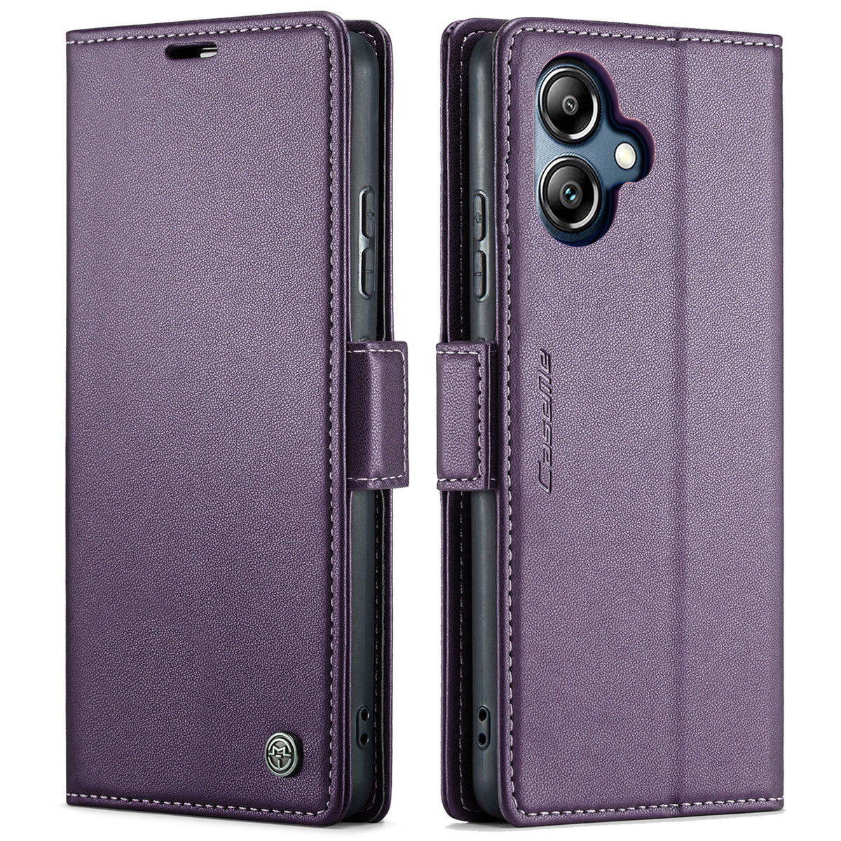 CASEME-cover til Samsung Galaxy A08 5G / A08 4G / A07 4G / A07s 4G / A06 4G / A06 5G, serie 023, RFID-blokerende læder-pungfodral med stativ